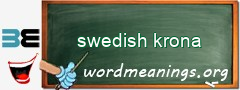 WordMeaning blackboard for swedish krona